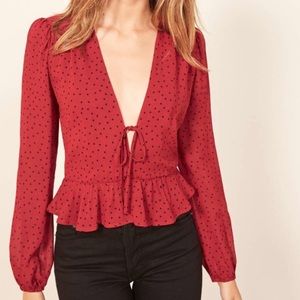 Reformation Red Polka Dot Nikki Top Size L
